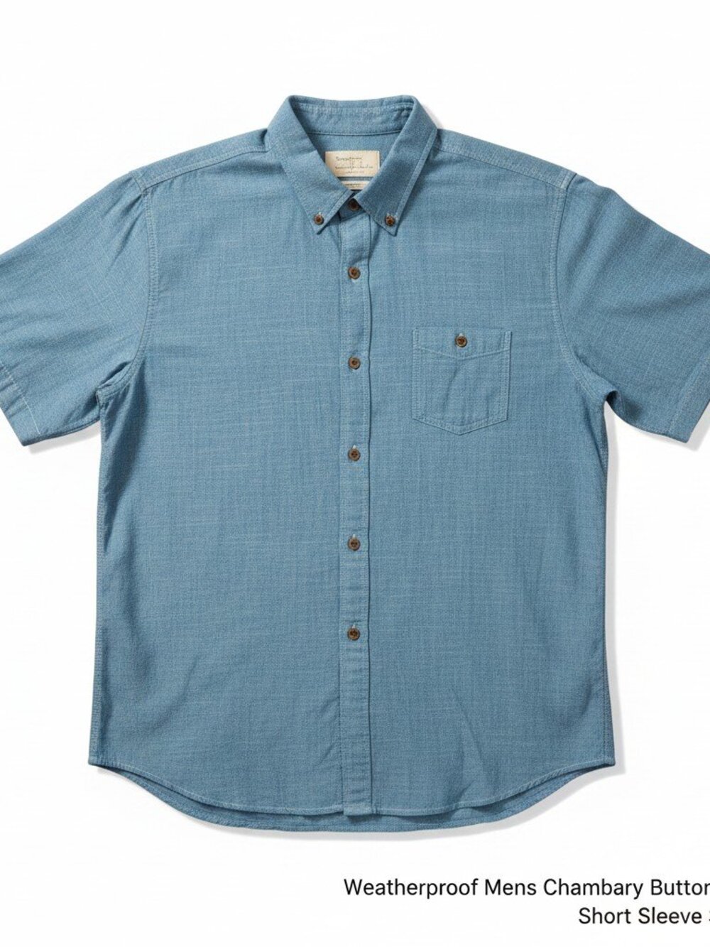 Weatherproof Mens Chambray Button Up Shirt, Short Sleeve Size: XXL
